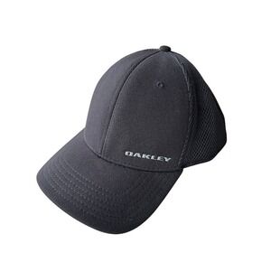 Oakley Tinfoil Mesh Back Hat Mens Black Curved Brim Logo Baseball Cap